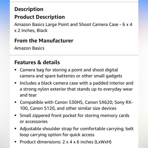 Large Point and Shoot Camera Bag Canon Sony Case Memory Cards Carrying Nylon dad - Picture 7 of 13